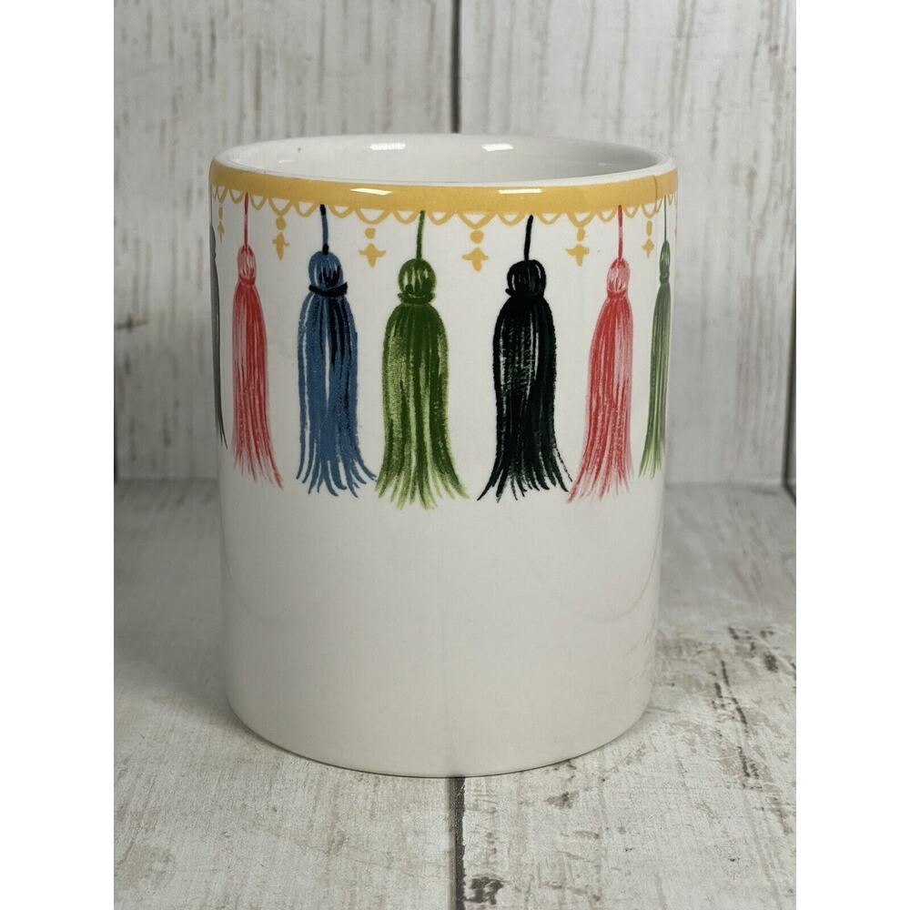 Pencil Holder Vanity Organizer Stuff Floral Tassels Cup Magenta Angela Staehling